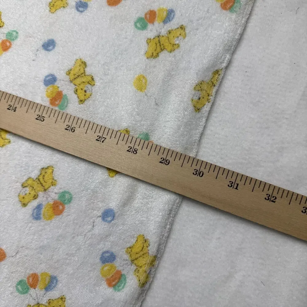 Vintage Hooded Towel Terry Cloth Bear Balloon Pattern Wrap Baby Soft 90s 30x30